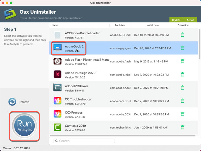 uninstall ActiveDock