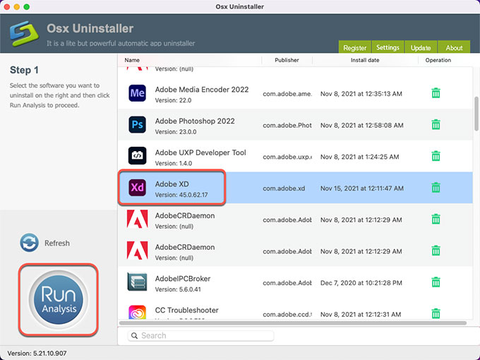 uninstall Adobe XD for Mac