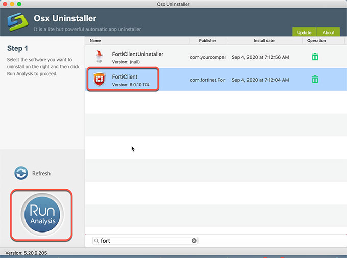 Uninstall FortiClient