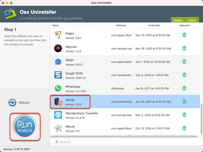 uninstall Tumult Whisk