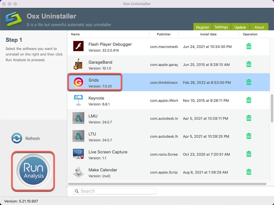 uninstall GRIDS for Mac