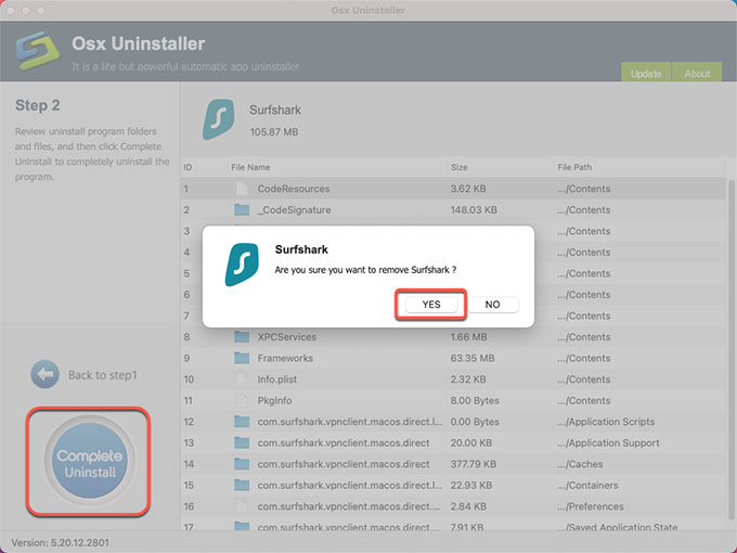 Osx Uninstaller uninstall Surfshark