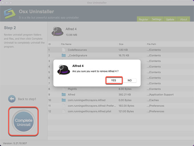 complete uninstall Alfred 4