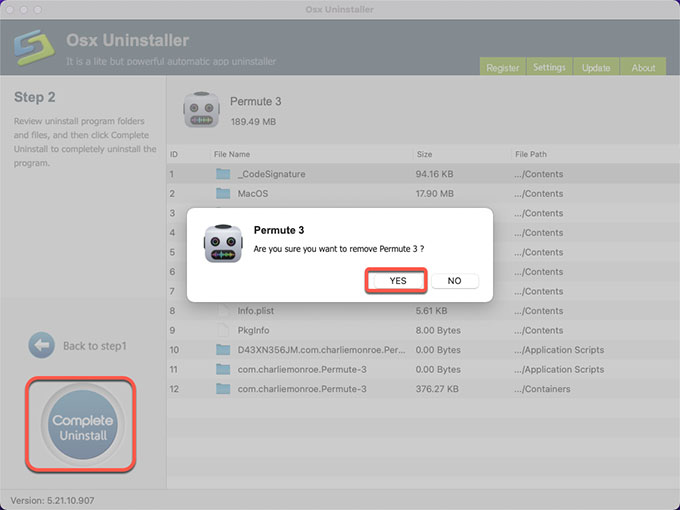 complete uninstall Permute