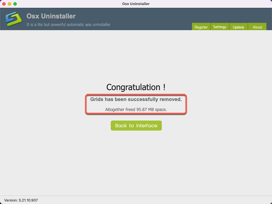GRIDS is uninstalled