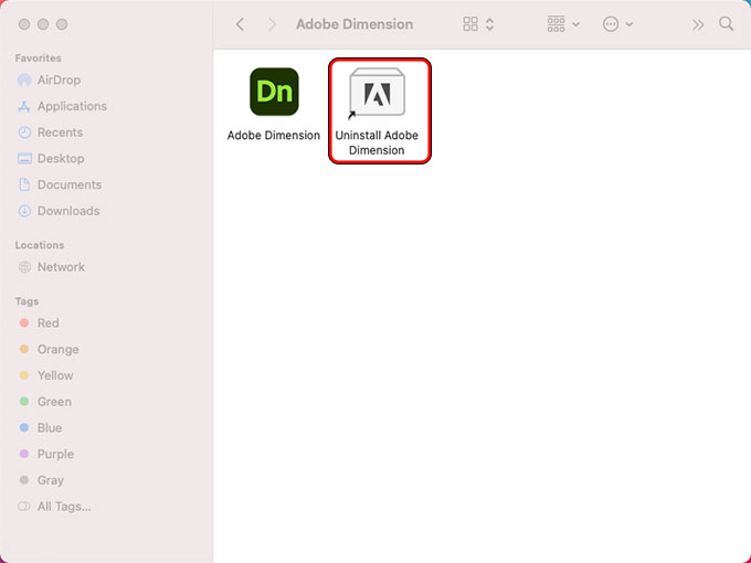 uninstall Adobe Dimension