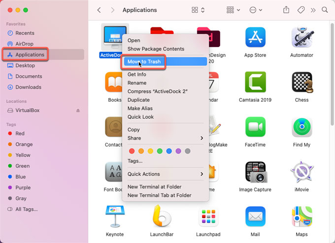 move ActiveDock to trash