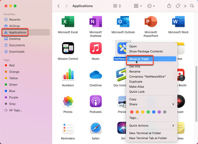 Move NetNewsWire to Trash