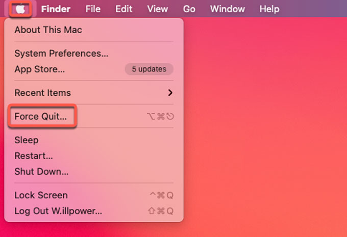 apple menu-force quit