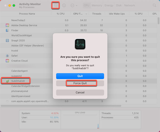 force quit SubEthaEdit