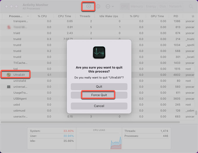 force quit UltraEdit