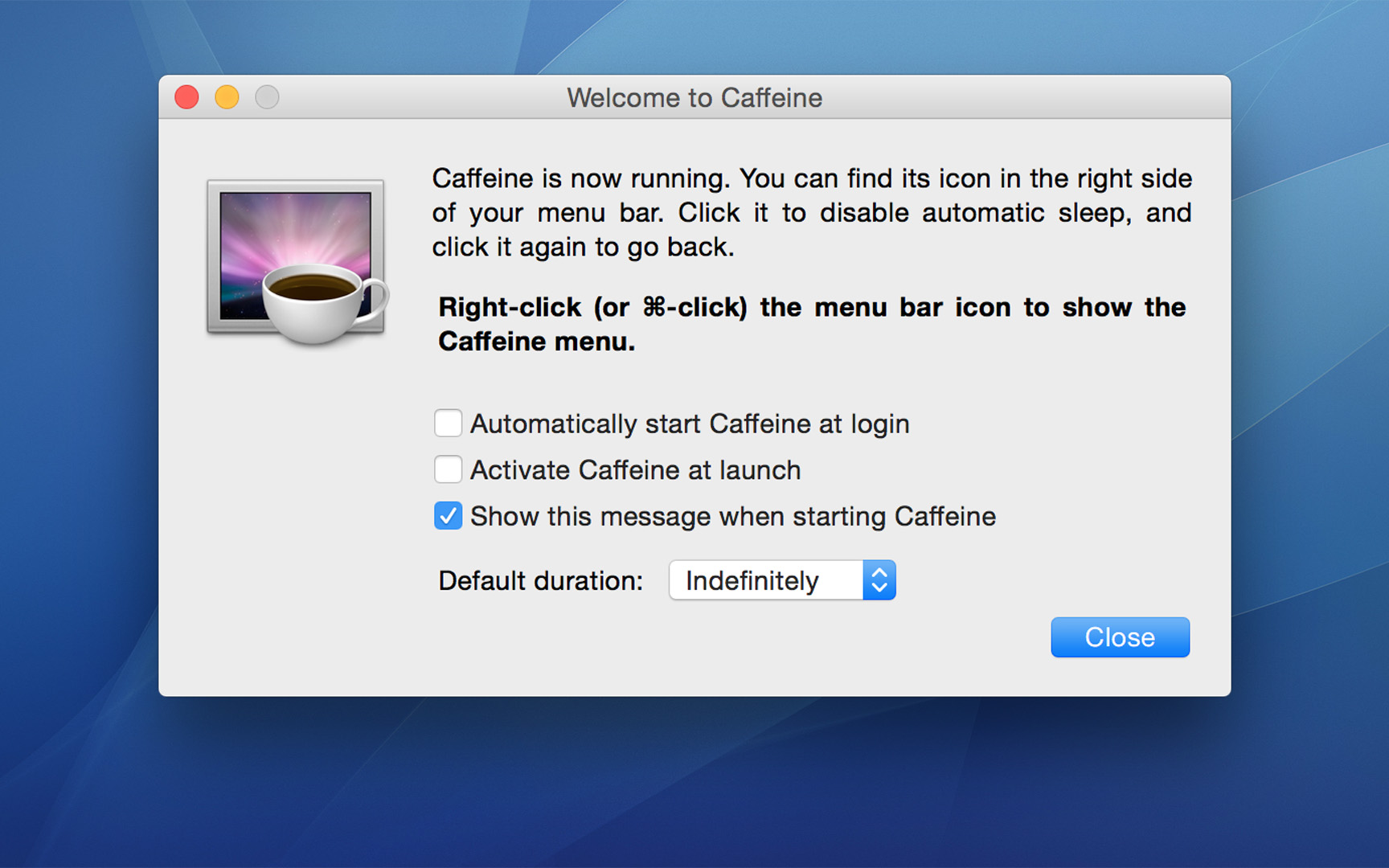 remove Caffeine on Mac