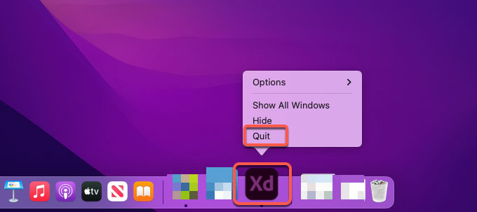 quit Adobe XD