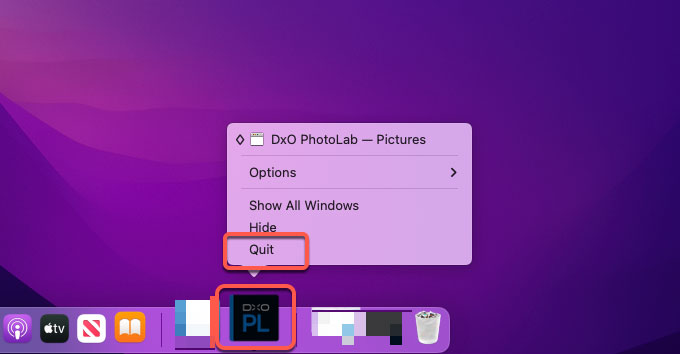quit DxO PhotoLab