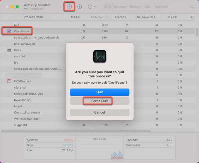 force quit OmniFocus