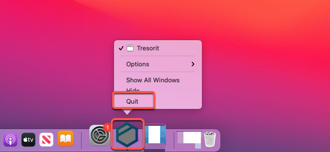 quit Tresorit on Dock