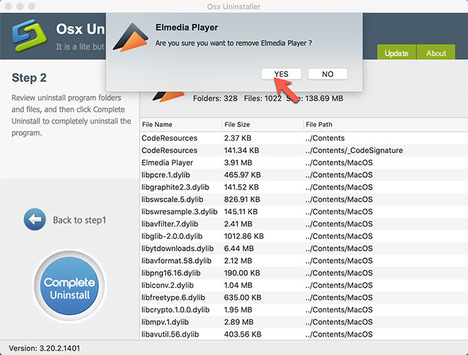 confirm elmedia player removal