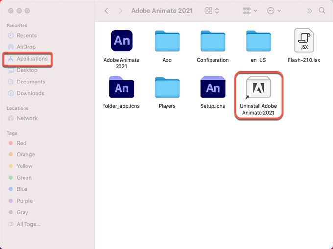 Uninstall Adobe Animate 2021