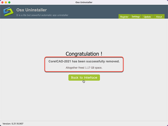 uninstall remove CorelCAD for Mac