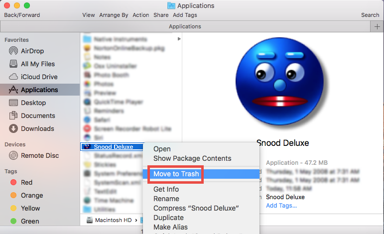 How to uninstall Snood Deluxe for Mac (5)