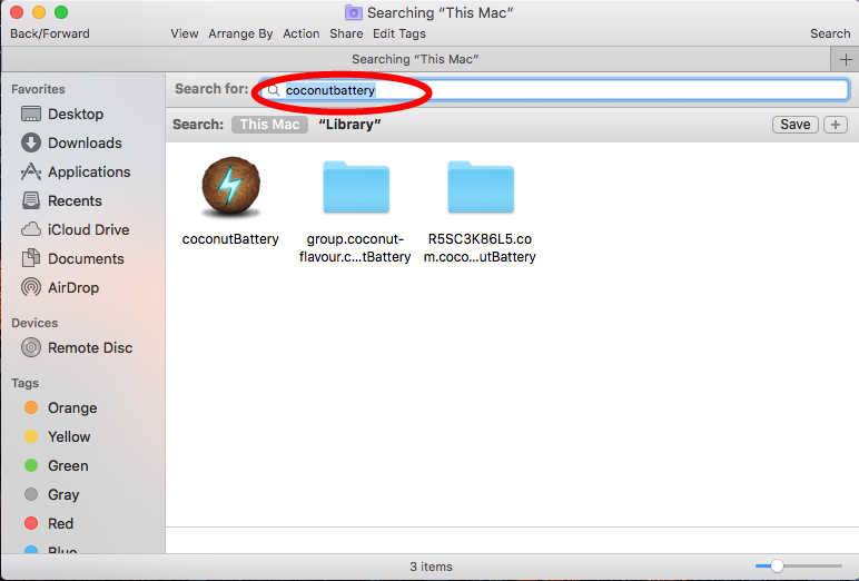 Uninstall coconutBattery on Mac