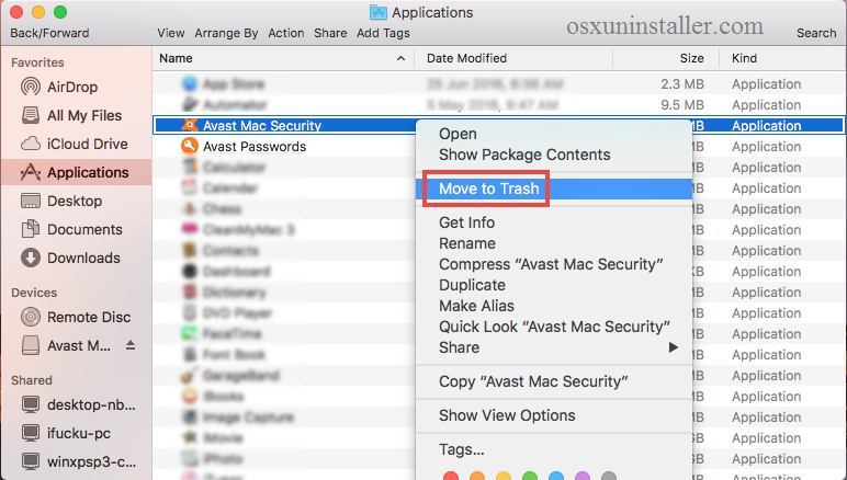 Manually Uninstall Avast Mac Security - osxuninstaller (2)
