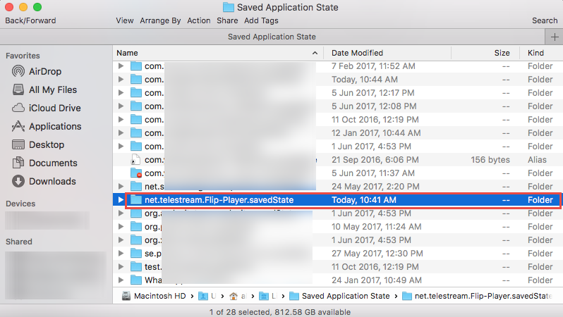 saved application state