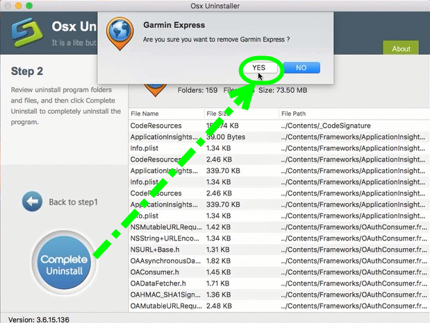 step 2 uninstall Garmin Express
