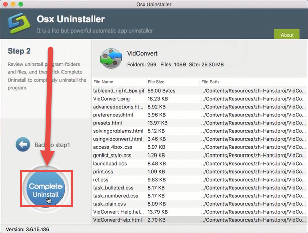 uninstall VidConvert with step 2