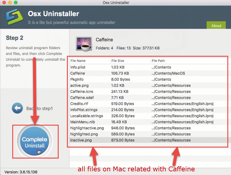 remove Caffeine on Mac with step 2