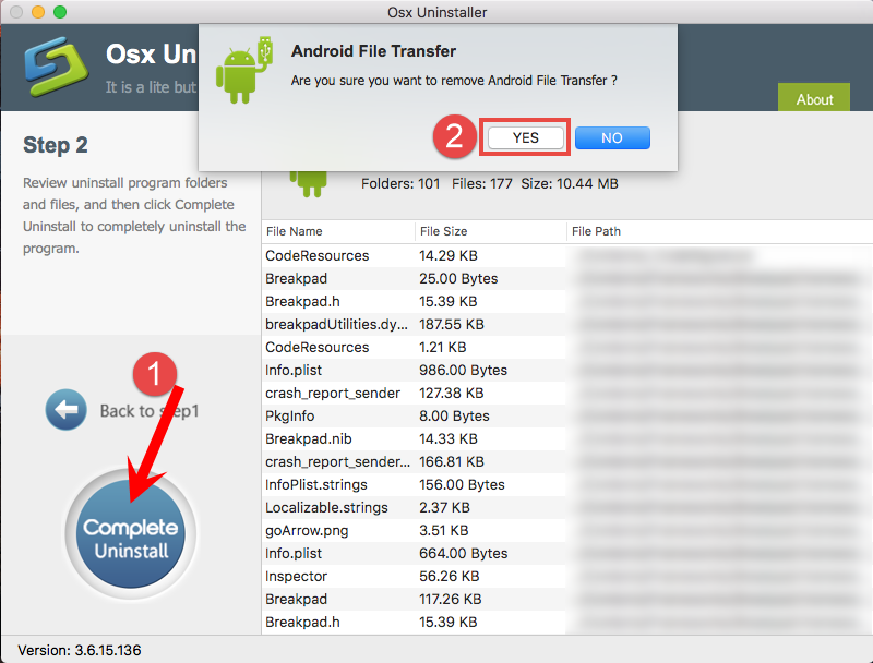 Uninstall Android File Transfer using Osx Uninstaller (2)